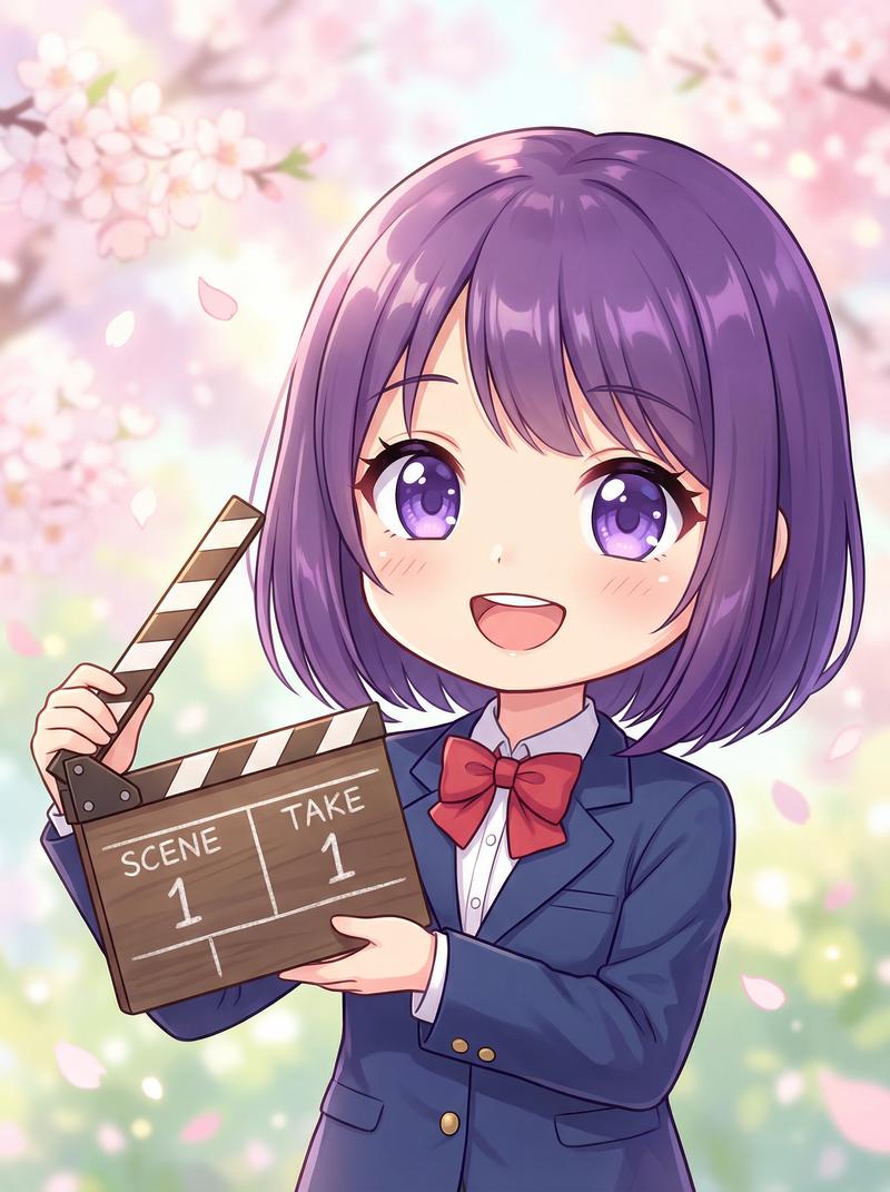 抖荫短视频美少女写真-紫发少女动漫角色