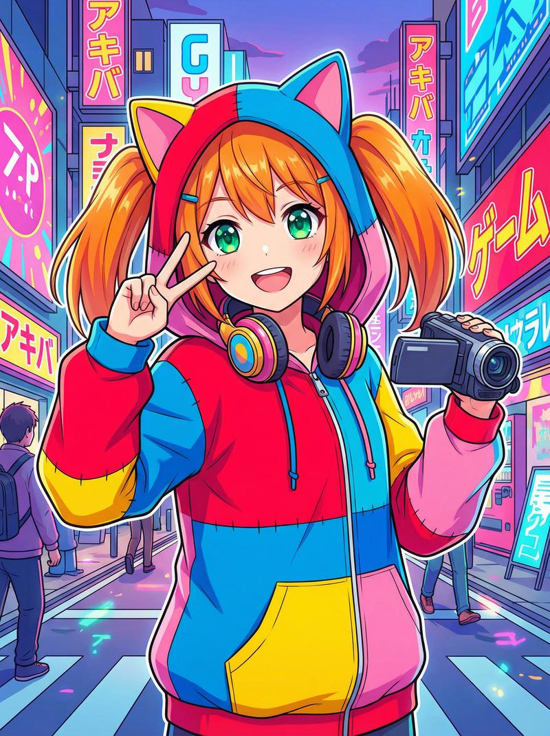 抖荫短视频动漫社区-元气橙发少女Cosplay